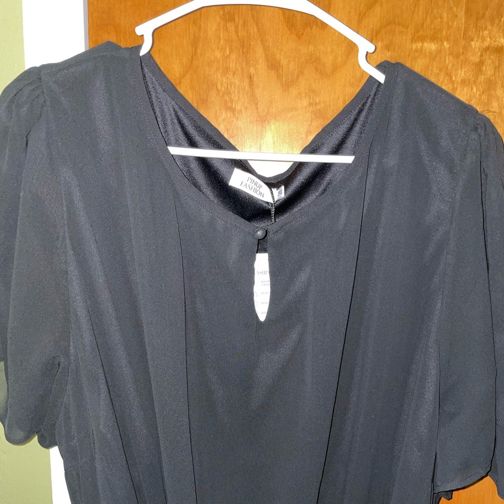 Pinup fashion plus size chiffon keyhole front dress